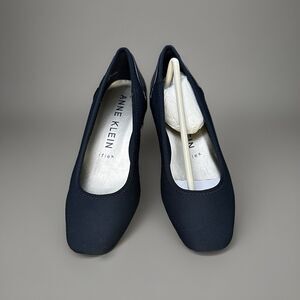Anne Klein Sport Women's Wisher Fabric Stylish Wedge Pump Navy Patent 6 M USA